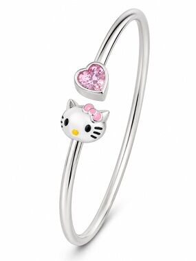 Hello Kitty Pink Heart Open Cuff Bracelet